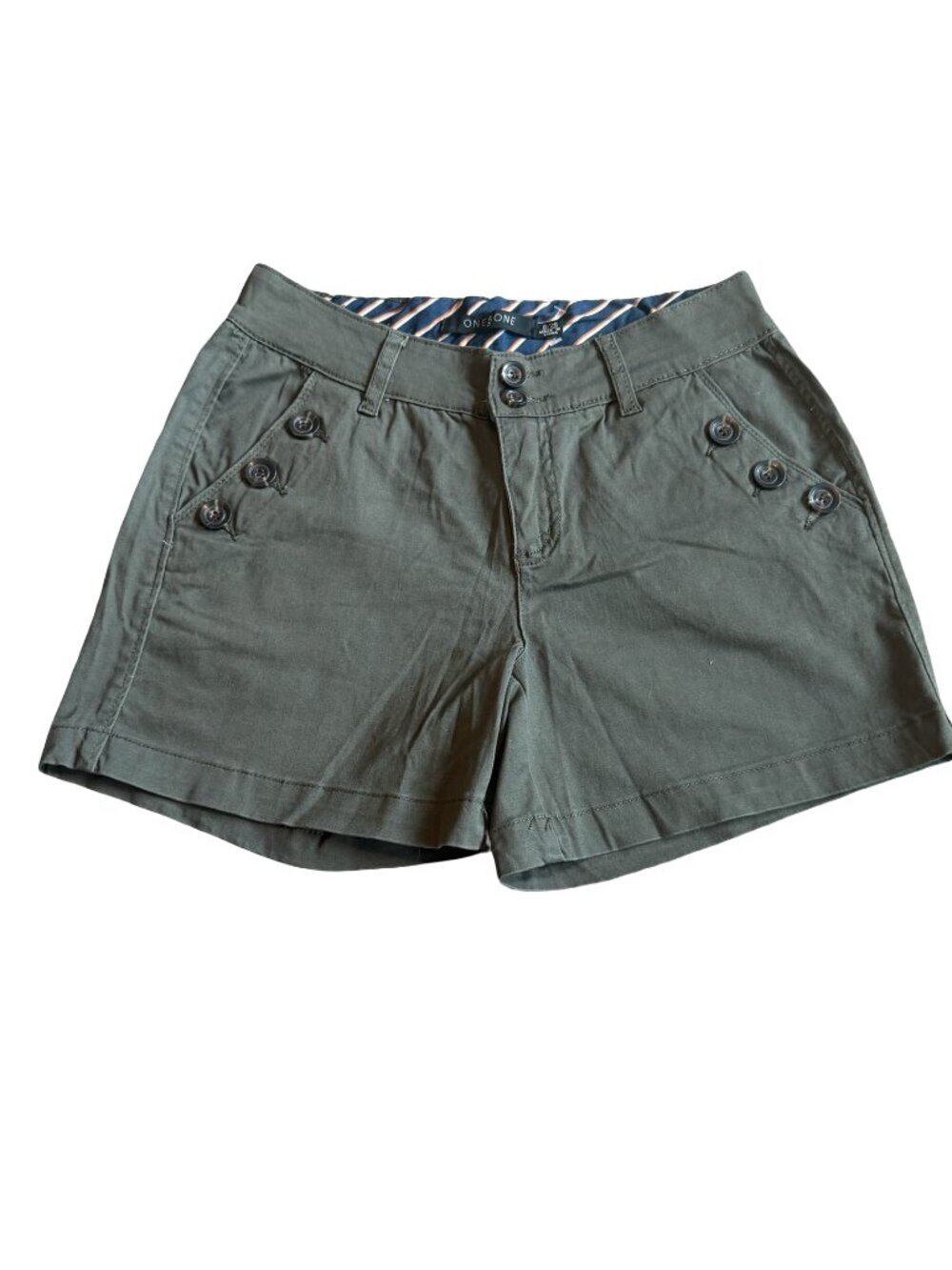 One 5 One Dark Green Mini Shorts Cotton Casual Neutral Summer Size 6/28 Women's